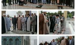 غبار روبی و عطر افشانی گلزار شهدا با حضور نماینده ولی فقیه در امور حج و زیارت