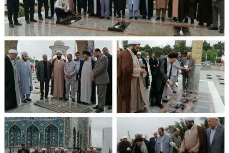 غبار روبی و عطر افشانی گلزار شهدا با حضور نماینده ولی فقیه در امور حج و زیارت