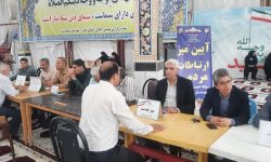 میز ارتباطات مردمی در مصلی نماز جمعه مینودشت